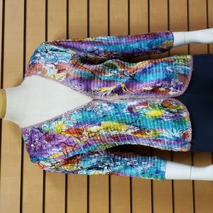 Alberto Makali Beaded Cardigan | Large | Vintage Multicolor Boho Festival